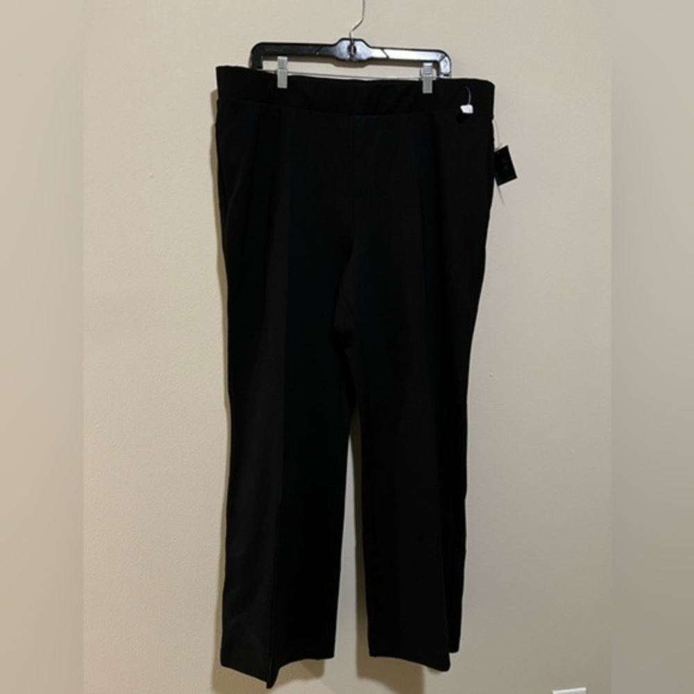 Ponte Flat Front Pull-On Pants Black 1X John Mark